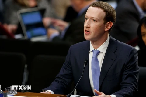 CEO Facebook Mark Zuckerberg phát biểu tại buổi điều trần ở Hạ viện Mỹ. (Nguồn: THX/TTXVN)
