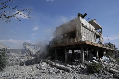 Hình ảnh đổ nát tại Trung tâm nghiên cứu khoa học gần Damascus (Nguồn: AP)