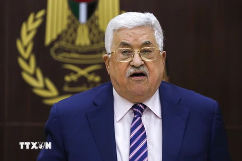 Tổng thống Palestine Mahmoud Abbas chủ trì một cuộc họp của Ủy ban điều hành PLO tại Ramallah, Bờ Tây. (Nguồn: AFP/TTXVN)