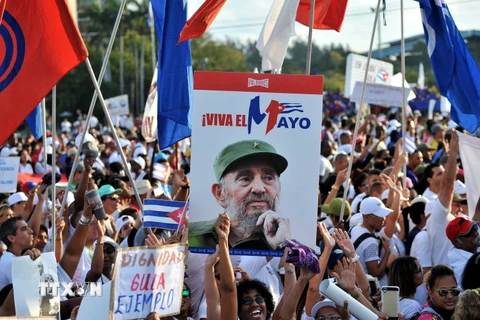 Hình ảnh lãnh tụ Cách mạng Fidel Castro Ruz - người khởi xướng các cuộc tuần hành 1/5 tại Cuba. (Ảnh: Pv Lê Hà/TTXVN)