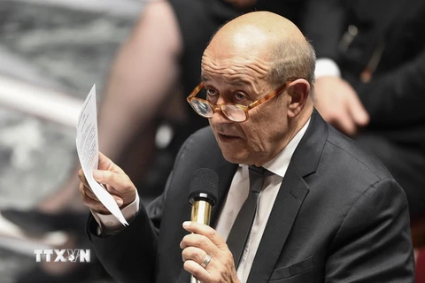 Ngoại trưởng Pháp Jean-Yves Le Drian phát biểu tại thủ đô Paris. (Nguồn: AFP/TTXVN)