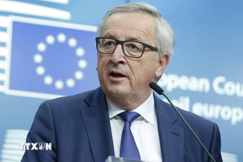 Chủ tịch EC Jean-Claude Juncker phát biểu tại cuộc họp báo ở Brussels, Bỉ. (Nguồn: THX/TTXVN)