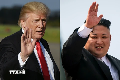 Tổng thống Mỹ Donald Trump (trái) và nhà lãnh đạo Triều Tiên Kim Jong-un (phải). (Nguồn: AFP/TTXVN)