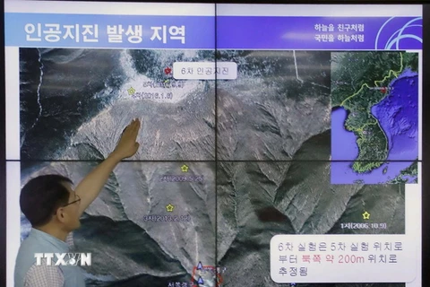Bản đồ bãi thử hạt nhân Punggye-ri của Triều Tiên. (Nguồn: EPA-EFE/TTXVN)