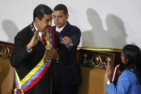 Tổng thống Venezuela Nicolas Maduro tuyên thệ nhậm chức nhiệm kỳ thứ 2. (Nguồn: AP)