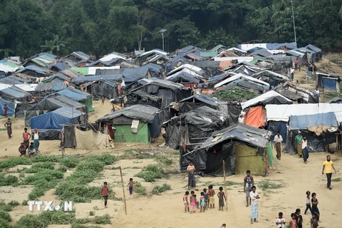 Người tị nạn Rohingya tại trại tị nạn gần biên giới Bangladesh. (Nguồn: AFP/TTXVN)