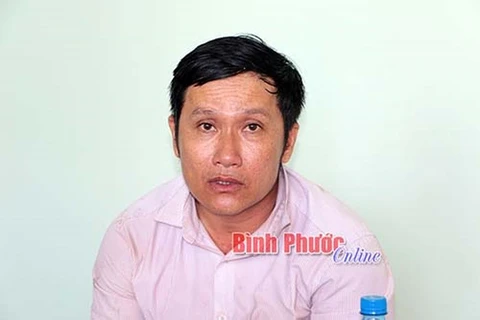 Đối tượng Nguyễn Anh Tú tại cơ quan công an. (Nguồn: baobinhphuoc.com.vn)