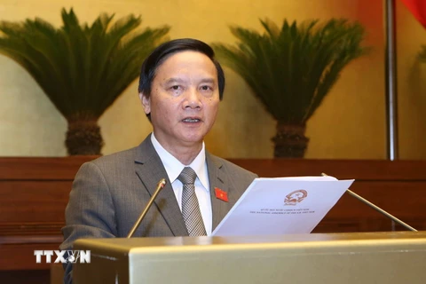 Đại biểu Quốc hội tỉnh Kiên Giang Lê Thành Long phát biểu ý kiến. (Ảnh: Doãn Tấn/TTXVN)