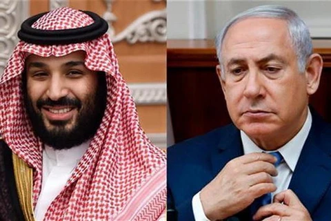 Hoàng Thái tử Saudi Arabia Mohammed bin Salman và Thủ tướng Israel Benjamin Netanyahu. (Nguồn: presstv.com)