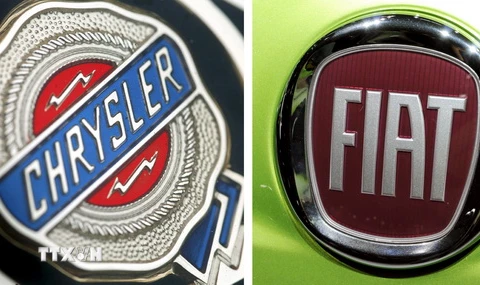 Biểu tượng Chrysler (trái) và Fiat. (Nguồn: EPA/TTXVN)