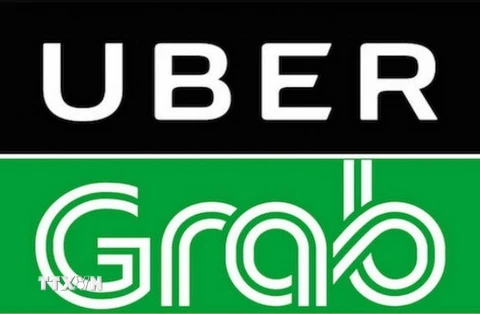 Biểu tượng Grab và Uber. (Nguồn: BBC/TTXVN)