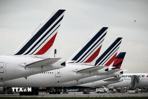 Máy bay của hãng hàng không Air France tại sân bay Charles de Gaulle ở Roissy. (Nguồn: AFP/TTXVN)