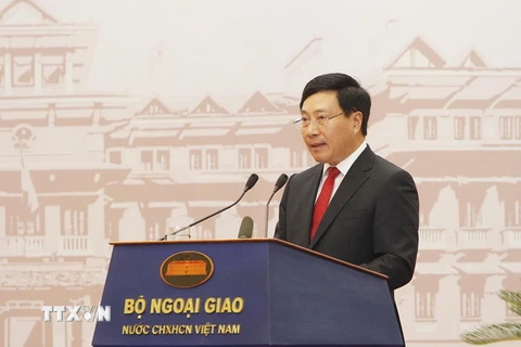 Phó Thủ tướng, Bộ trưởng Bộ Ngoại giao Phạm Bình Minh phát biểu khai mạc hội nghị. (Ảnh: Lâm Khánh/TTXVN)