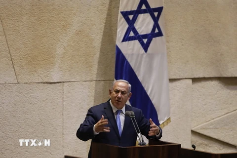 Thủ tướng Israel Benjamin Netanyahu phát biểu trong một phiên họp Quốc hội tại Jerusalem. (Nguồn: AFP/TTXVN)