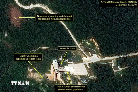 Hình ảnh bãi thử hạt nhân Sohae của Triều Tiên. (Nguồn: AFP/TTXVN)