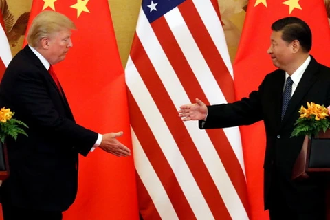 Tổng thống Mỹ Donald Trump và Chủ tịch Trung Quốc Tập Cận Bình tại Hội trường Nhân dân Bắc Kinh, Trung Quốc, ngày 9/11/2017. (Nguồn: Reuters)