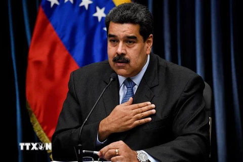 Tổng thống Venezuela Nicolas Maduro trong một cuộc họp báo với truyền thông quốc tế. (Nguồn: AFP/TTXVN)