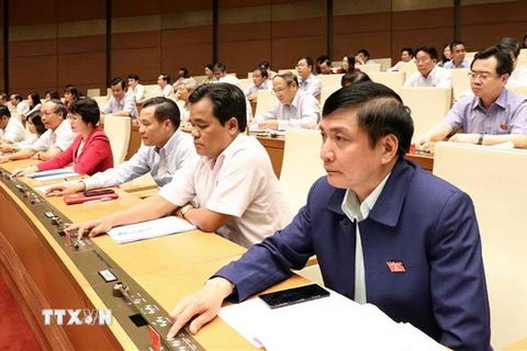 Các đại biểu Quốc hội biểu quyết thông qua Nghị quyết về phân bổ ngân sách trung ương năm 2019. (Ảnh: Văn Điệp/TTXVN)