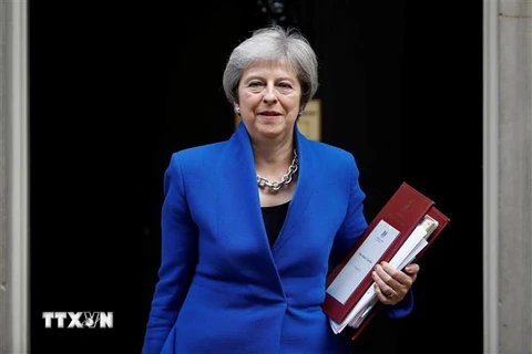 Thủ tướng Anh Theresa May tại số 10 phố Downing, London. (Nguồn: AFP/TTXVN)