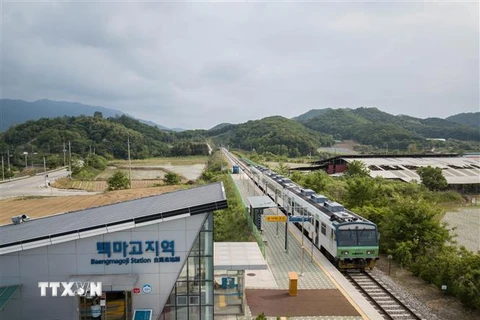 Nhà ga tàu hỏa Baengmagoji tại Cheorwon, Hàn Quốc. (Nguồn: AFP/TTXVN)