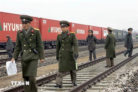 Nhà ga Panmun ở thị trấn biên giới Kaesong, Triều Tiên. (Nguồn: AFP/TTXVN)