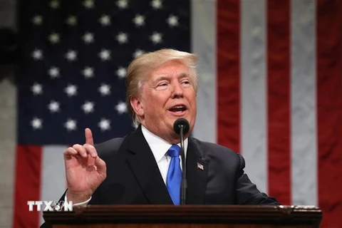 Tổng thống Mỹ Donald Trump đọc Thông điệp liên bang tại Washington, DC ngày 30/1/2018. (Nguồn: UPI/Yonhap/TTXVN)