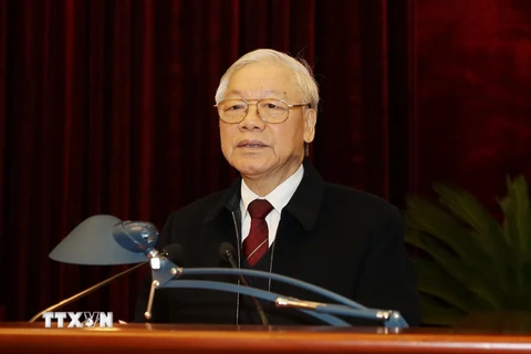 Tổng Bí thư, Chủ tịch nước Nguyễn Phú Trọng phát biểu chỉ đạo Hội nghị. (Ảnh: Trí Dũng/TTXVN)