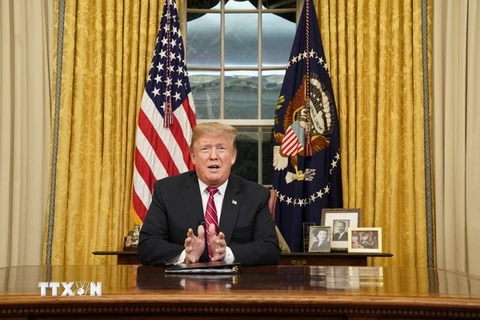 Tổng thống Mỹ Donald Trump phát biểu tại Nhà Trắng. (Nguồn: AFP/ TTXVN)