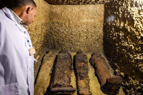 Khu mộ mới được phát hiện ở độ sâu 9m thuộc di chỉ Tuna El-Gebel. (Nguồn: AFP)