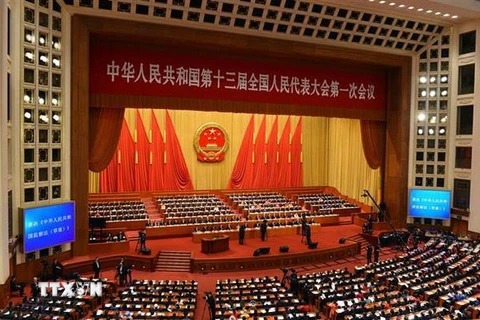 Kỳ họp thứ nhất Quốc hội Trung Quốc Khóa XIII. (Ảnh: Vĩnh Hà/TTXVN)