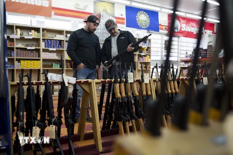 Khách hàng chọn mua súng tại một cửa hàng ở Merrimack, New Hampshire, Mỹ. (Nguồn: AFP/TTXVN)
