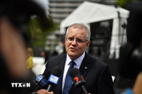 Thủ tướng Australia Scott Morrison phát biểu với báo giới tại Sydney. (Nguồn: AFP/TTXVN)