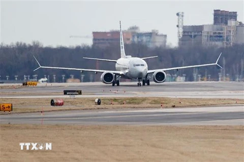 Máy bay Boeing 737 Max 8 hạ cánh tại sân bay quốc gia Washington Reagan, Washington D.C., Mỹ. (Nguồn: THX/TTXVN)