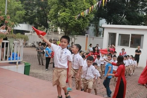 Học sinh Hà Nội trong ngày khai trường. (Ảnh: PV/Vietnam+)