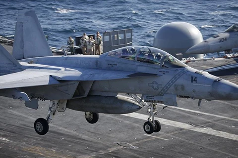 Máy bay chiến đấu F/A 18 Super Hornet. (Nguồn: AP)