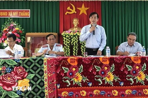 Ông Trần Châu, Phó Chủ tịch UBND tỉnh Bình Định phát biểu tại buổi công bố kết luận thanh tra. (Ảnh: Nguyên Linh/TTXVN)