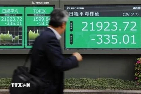 Bảng tỷ giá chứng khoán tại Tokyo, Nhật Bản. (Nguồn: Kyodo/TTXVN)