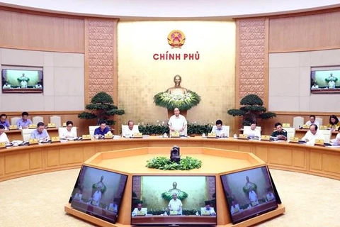 Thủ tướng Nguyễn Xuân Phúc phát biểu tại phiên họp Chính phủ thường kỳ tháng 4/2019. (Ảnh: Thống Nhất/TTXVN)