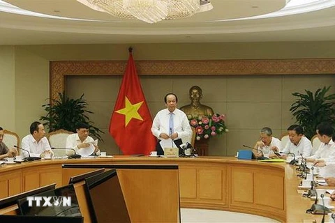 Bộ trưởng, Chủ nhiệm Văn phòng Chính phủ Mai Tiến Dũng phát biểu. (Ảnh: Nguyễn Dân/TTXVN)