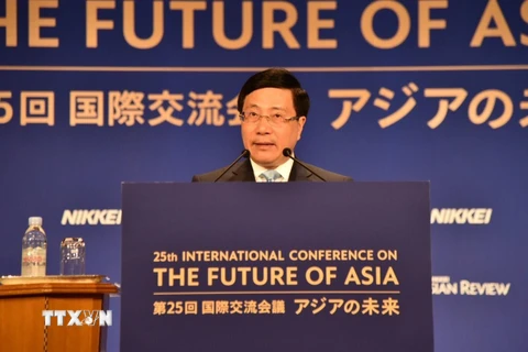Phó Thủ tướng, Bộ trưởng Ngoại giao Phạm Bình Minh phát biểu tại Hội nghị. (Ảnh: Đào Tùng/TTXVN)