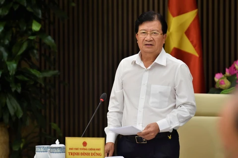 Phó Thủ tướng Trịnh Đình Dũng phát biểu tại buổi họp. (Nguồn: baochinhphu.vn)