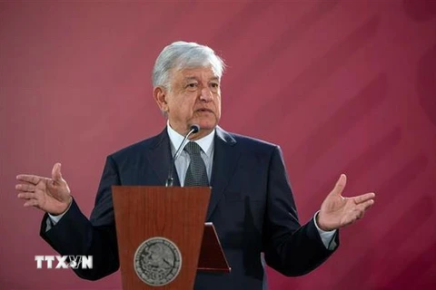 Tổng thống Mexico Andres Manuel Lopez Obrador phát biểu tại Mexico City. (Nguồn: AFP/TTXVN)