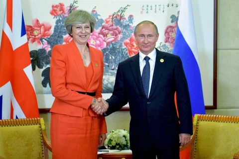 Tổng thống Vladimir Putin và Thủ tướng Anh Theresa May tại cuộc gặp năm 2017. (Nguồn: Getty Images)