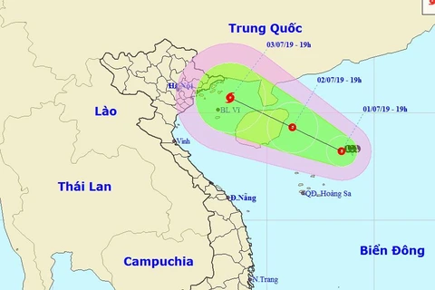 Vị trí và đường đi dự kiến của áp thấp nhiệt đới. (Nguồn: nchmf.gov.vn)