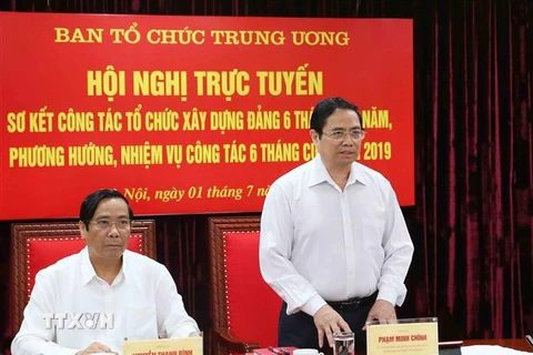 Trưởng ban Tổ chức Trung ương Phạm Minh Chính phát biểu chỉ đạo Hội nghị. (Ảnh: Phương Hoa/TTXVN)