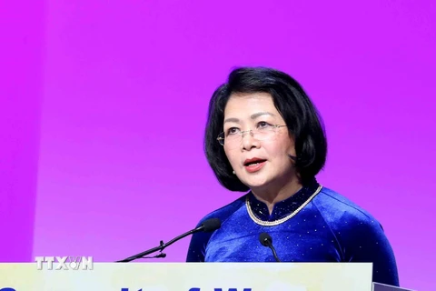 Phó Chủ tịch nước Đặng Thị Ngọc Thịnh phát biểu tại Lễ khai mạc hội nghị. (Ảnh: Phương Hoa/TTXVN)