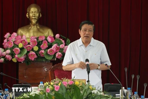 Trưởng Ban Nội chính Trung ương Phan Đình Trạc phát biểu tại buổi làm việc. (Ảnh: Sỹ Tuyên/TTXVN)