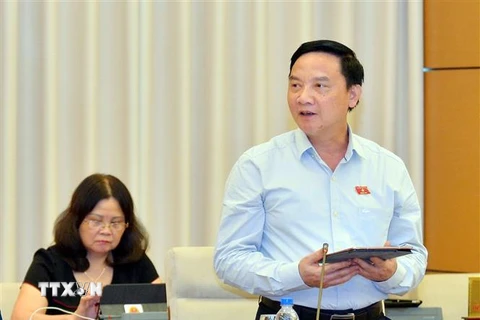 Chủ nhiệm Ủy ban Pháp luật của Quốc hội Nguyễn Khắc Định phát biểu. (Ảnh: Trọng Đức/TTXVN)