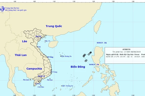 Vị trí và đường đi dự kiến của áp thấp nhiệt đới. (Nguồn: nchmf.gov.vn)