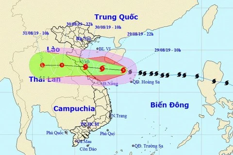 Vị trí và đường đi dự kiến của bão số 4. (Nguồn: nchmf.gov.vn)